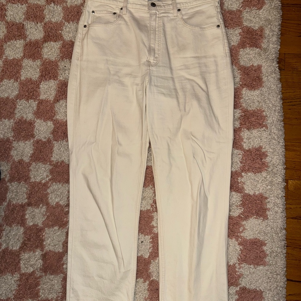Abercrombie & Fitch Women's Cream Straight Leg Jeans